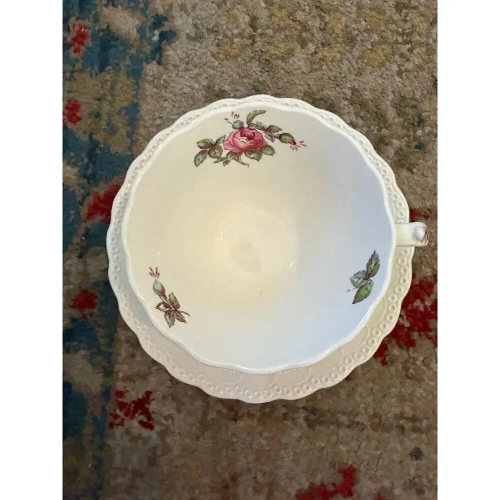 Spode Jewel Copeland Billingsley Rose Pink 1 Tea Cup Saucer Set
